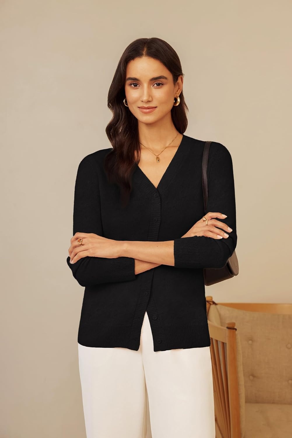 image:imageGRACE KARIN Womens Cashmere Merino Wool Sweaters 2026 Fall Winter CardiganBlack