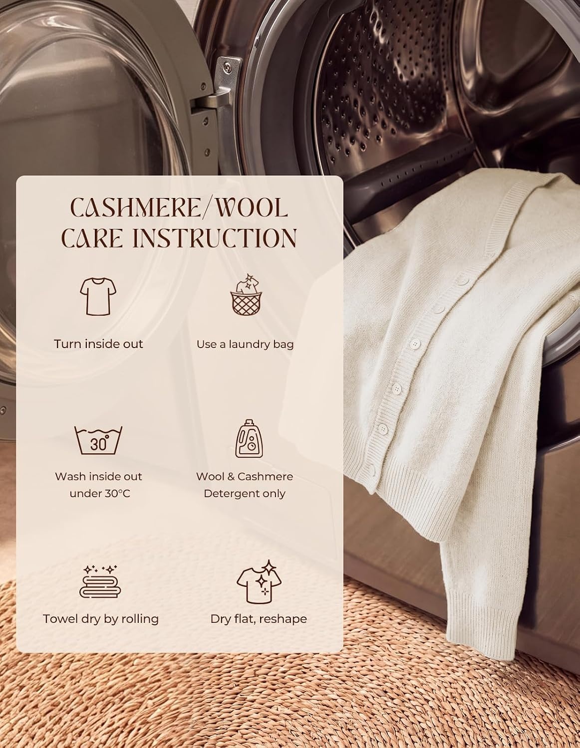 image:imageGRACE KARIN Womens Cashmere Merino Wool Sweaters 2026 Fall Winter CardiganIvory White
