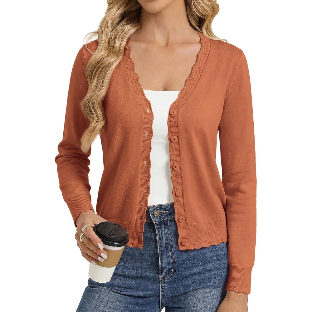 image:imageGRACE KARIN Cardigan Sweaters for Women Wool Blend Sweater Fall FashionPumpkin Orange