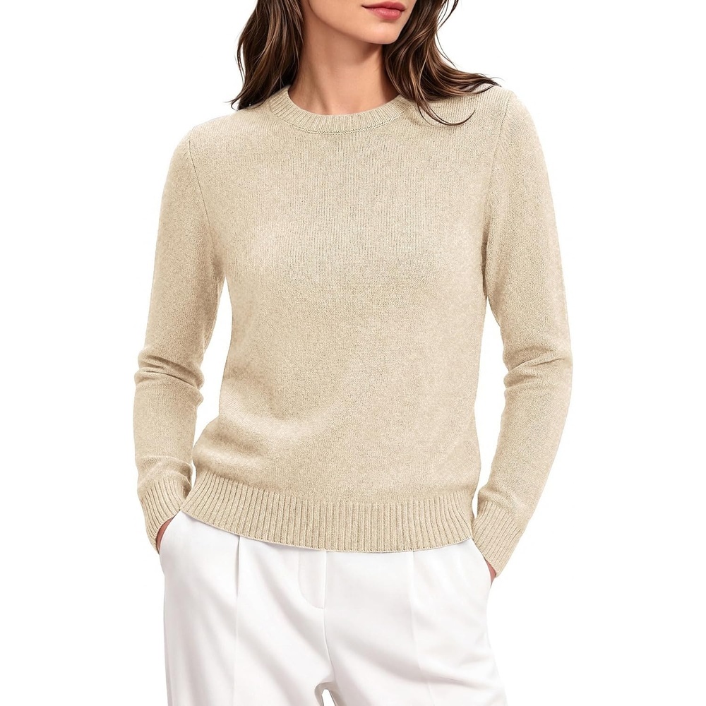 image:imageGRACE KARIN Cashmere Sweaters for Women Merino Wool Soft Fall Sweater TopOatmeal