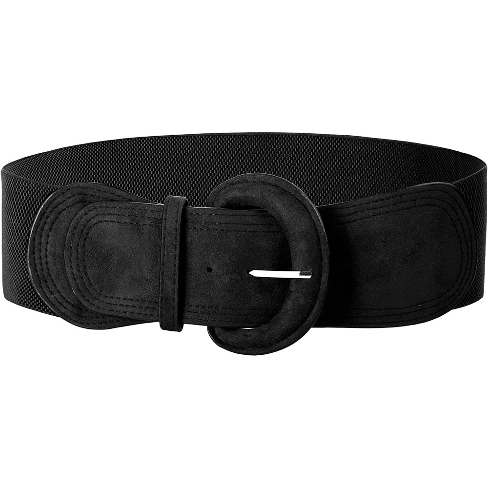 image:imageGRACE KARIN Wide Belt for Women Suede Elastic Chunky Belts with BuckleSuedeblack