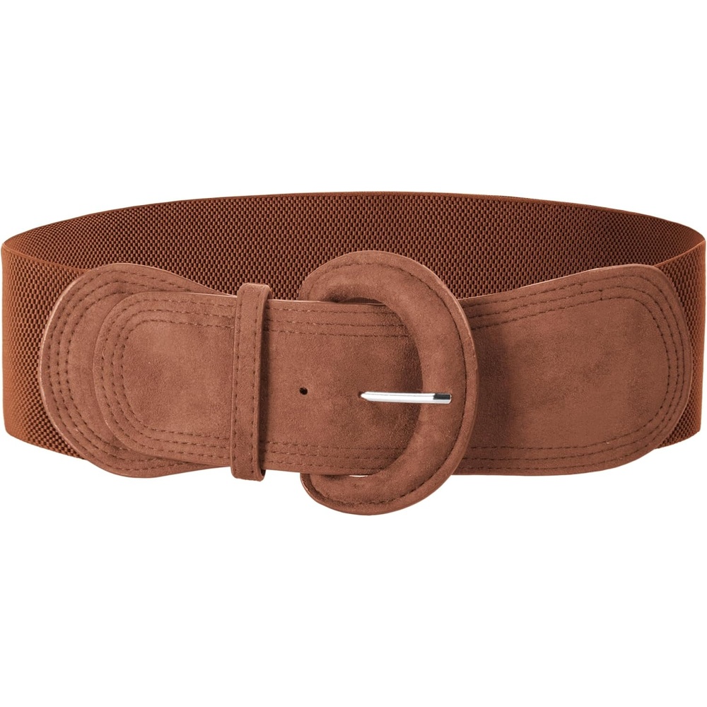 image:imageGRACE KARIN Wide Belt for Women Suede Elastic Chunky Belts with BuckleSuedebrown