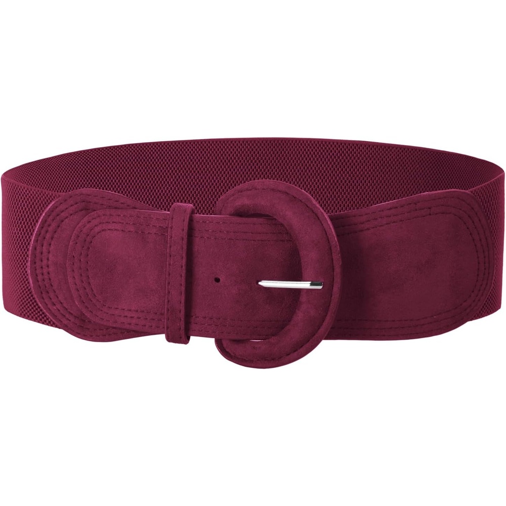 image:imageGRACE KARIN Wide Belt for Women Suede Elastic Chunky Belts with BuckleSuedewine Red
