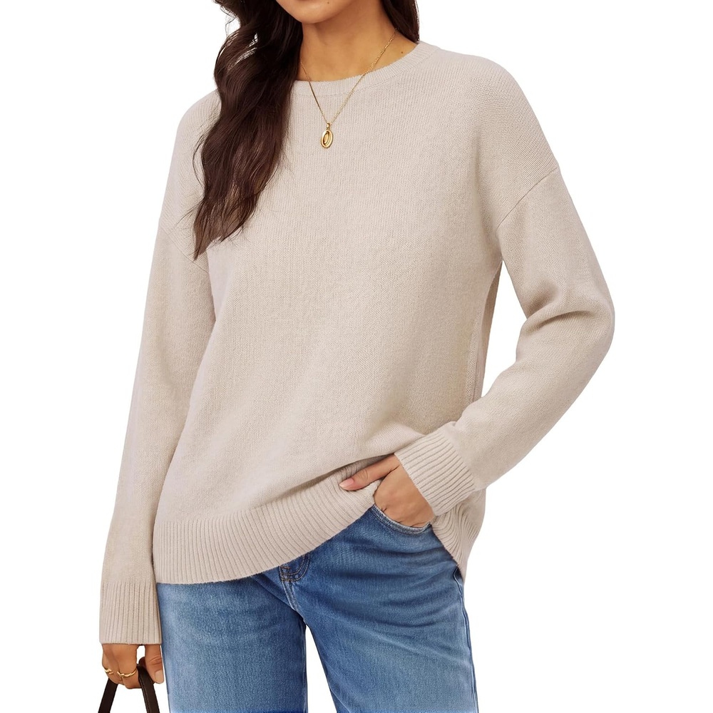 image:imageGRACE KARIN Women Merino Wool Sweaters Crewneck Winter Fall Layer PulloverBeige