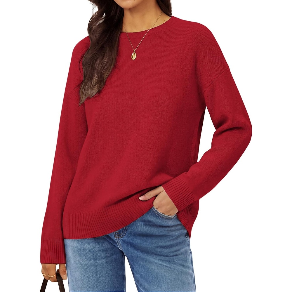 image:imageGRACE KARIN Women Merino Wool Sweaters Crewneck Winter Fall Layer PulloverWine Red
