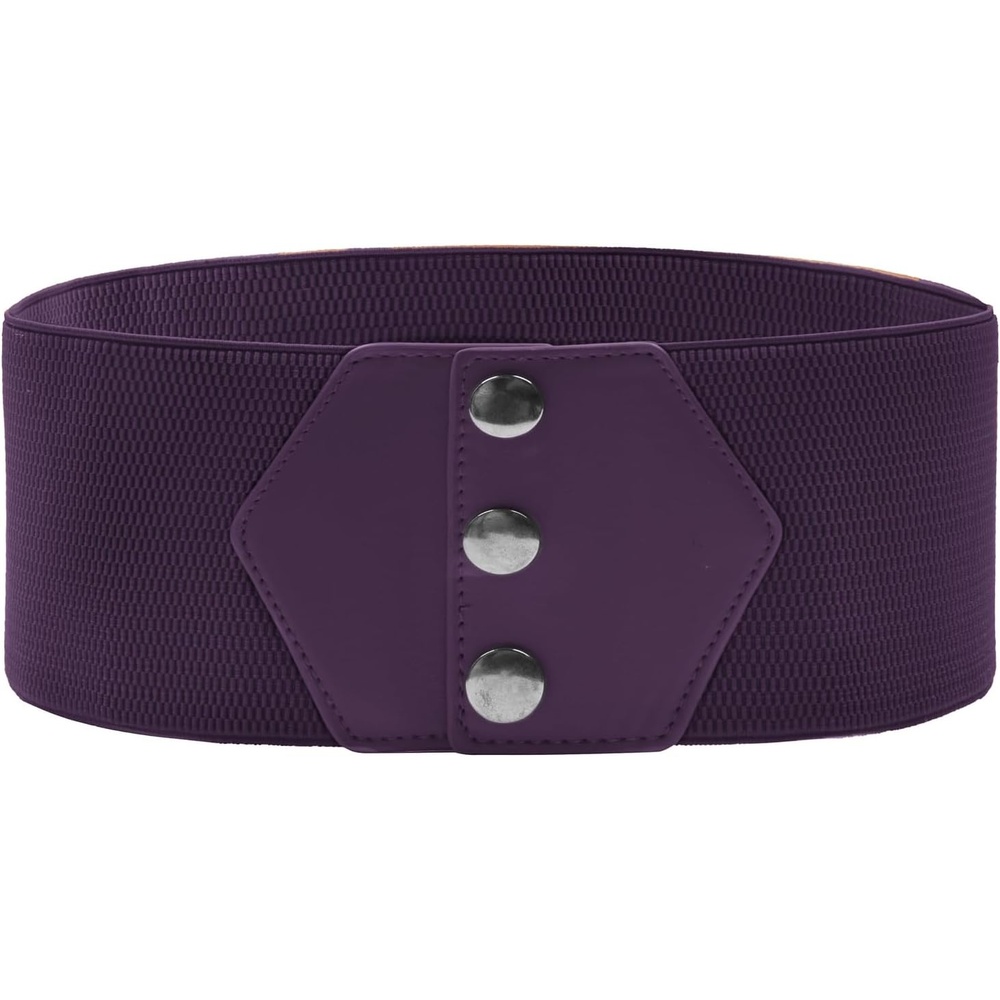 image:imageGRACE KARIN Women Wide Elastic Vintage Belt Corset SnapButton WaistbandDeep Purple
