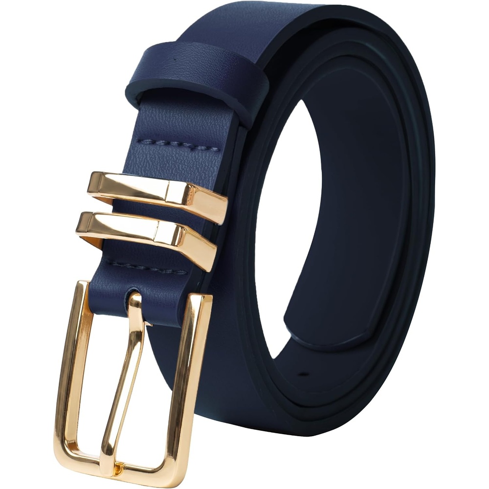 image:imageGRACE KARIN Womens Belts for Jeans Pants Leather Belt with BuckleNavy Bluegold