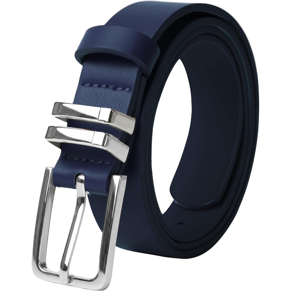 image:imageGRACE KARIN Womens Belts for Jeans Pants Leather Belt with BuckleNavy Bluesilver