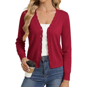 GRACE KARIN Cardigan Sweaters for Women Wool Blend Sweater Fall Fashion(Red)