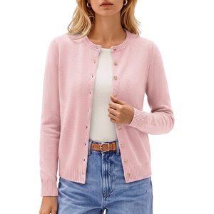 GRACE KARIN Cashmere Cardigan Sweaters for Women Merino Wool Fall Sweaters(Light Pink)
