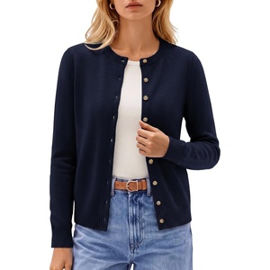 GRACE KARIN Cashmere Cardigan Sweaters for Women Merino Wool Fall Sweaters(Navy Blue)