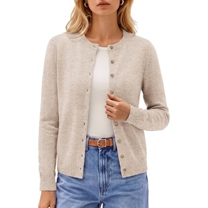 GRACE KARIN Cashmere Cardigan Sweaters for Women Merino Wool Fall Sweaters(Oatmeal Beige)