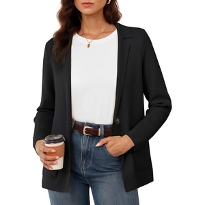 GRACE KARIN Sweater Blazers for Women Business Casual Wool Blend Jacket(Black)