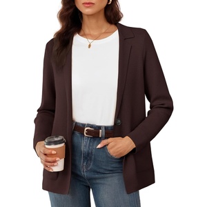 GRACE KARIN Sweater Blazers for Women Business Casual Wool Blend Jacket(Coffee)
