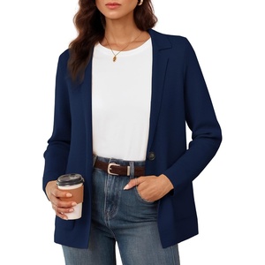 GRACE KARIN Sweater Blazers for Women Business Casual Wool Blend Jacket(Navy Blue)
