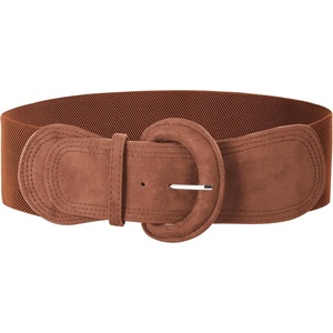 GRACE KARIN Wide Belt for Women, Suede Elastic Chunky Belts with Buckle(Suede#brown)