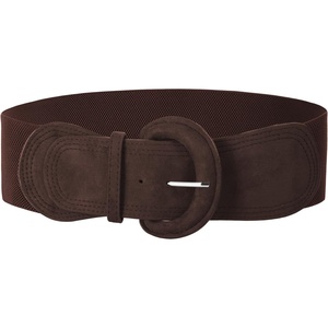 GRACE KARIN Wide Belt for Women, Suede Elastic Chunky Belts with Buckle(Suede#coffee)