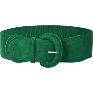 GRACE KARIN Wide Belt for Women, Suede Elastic Chunky Belts with Buckle(Suede#green)