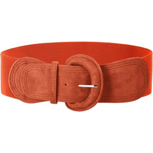GRACE KARIN Wide Belt for Women, Suede Elastic Chunky Belts with Buckle(Suede#orange)