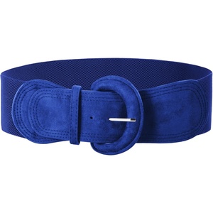 GRACE KARIN Wide Belt for Women, Suede Elastic Chunky Belts with Buckle(Suede#royal Blue)