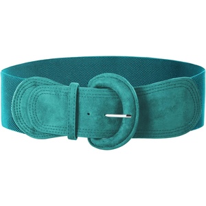 GRACE KARIN Wide Belt for Women, Suede Elastic Chunky Belts with Buckle(Suede#teal)