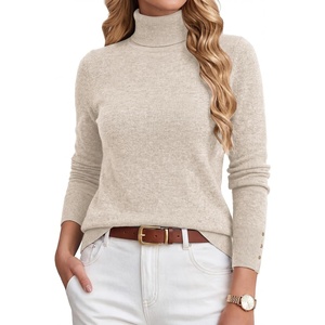GRACE KARIN Women Cashmere Sweaters Turtleneck Merino Wool Dressy Pullover(Beige)