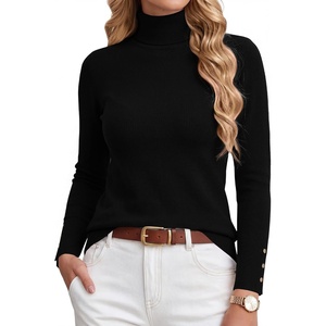 GRACE KARIN Women Cashmere Sweaters Turtleneck Merino Wool Dressy Pullover(Black)