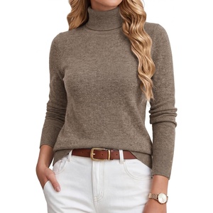 GRACE KARIN Women Cashmere Sweaters Turtleneck Merino Wool Dressy Pullover(Dark Chocolate)