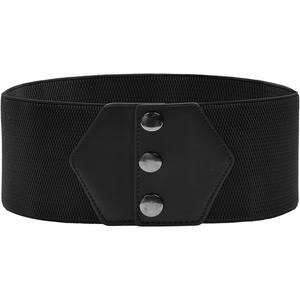 GRACE KARIN Women Wide Elastic Vintage Belt Corset Snap-Button Waistband(Black)
