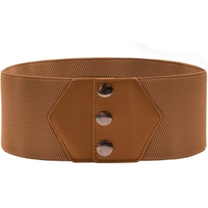 GRACE KARIN Women Wide Elastic Vintage Belt Corset Snap-Button Waistband(Brown)