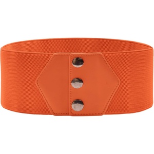 GRACE KARIN Women Wide Elastic Vintage Belt Corset Snap-Button Waistband(Orange)