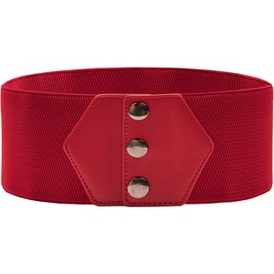 GRACE KARIN Women Wide Elastic Vintage Belt Corset Snap-Button Waistband(Red)