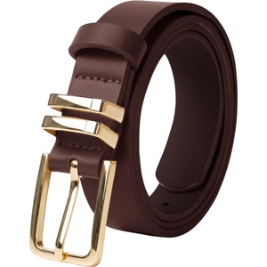 GRACE KARIN Womens Belts for Jeans Pants Leather Belt with Buckle(Coffee+gold)
