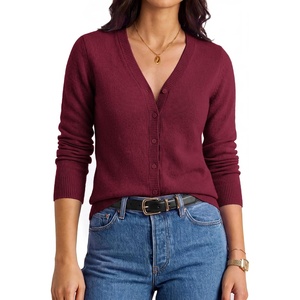 GRACE KARIN Womens Cashmere Merino Wool Sweaters 2026 Fall Winter Cardigan(Dark Red)
