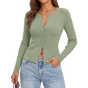 GRACE KARIN Womens Cropped Cardigan Button up Scalloped Fall Outfits 2026(Sage Green)