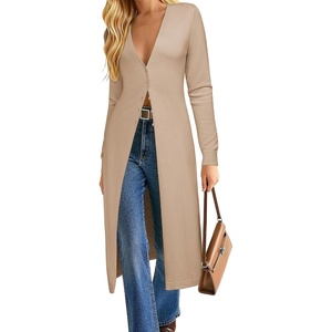 GRACE KARIN Womens Long Cardigan Trendy, Lightweight Knit Dusters Coat(Khaki)