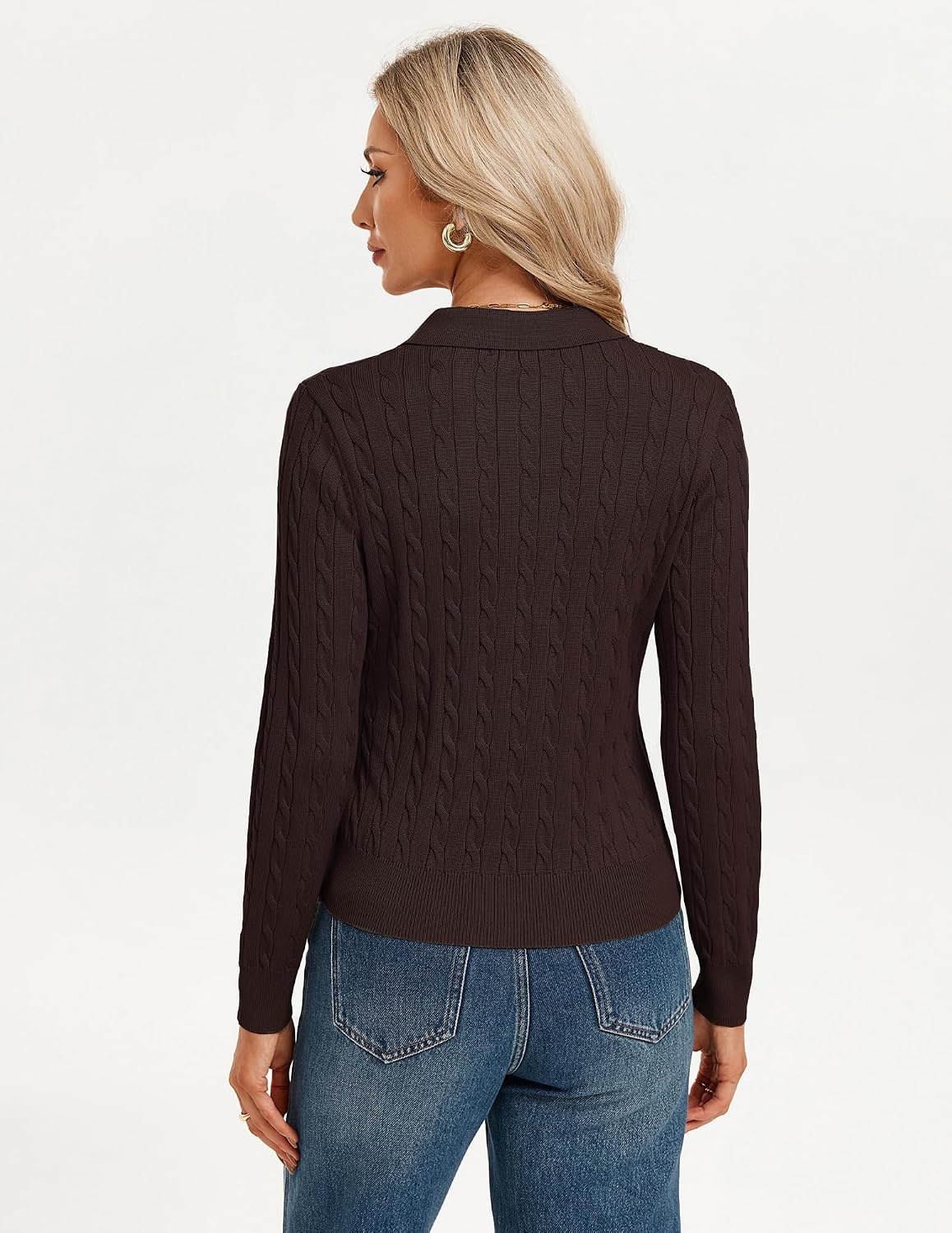 image:imageGRACE KARIN Cardigan for Women Trendy Cable Knit Sweaters 2026 Fall ClothesChocolate Brown