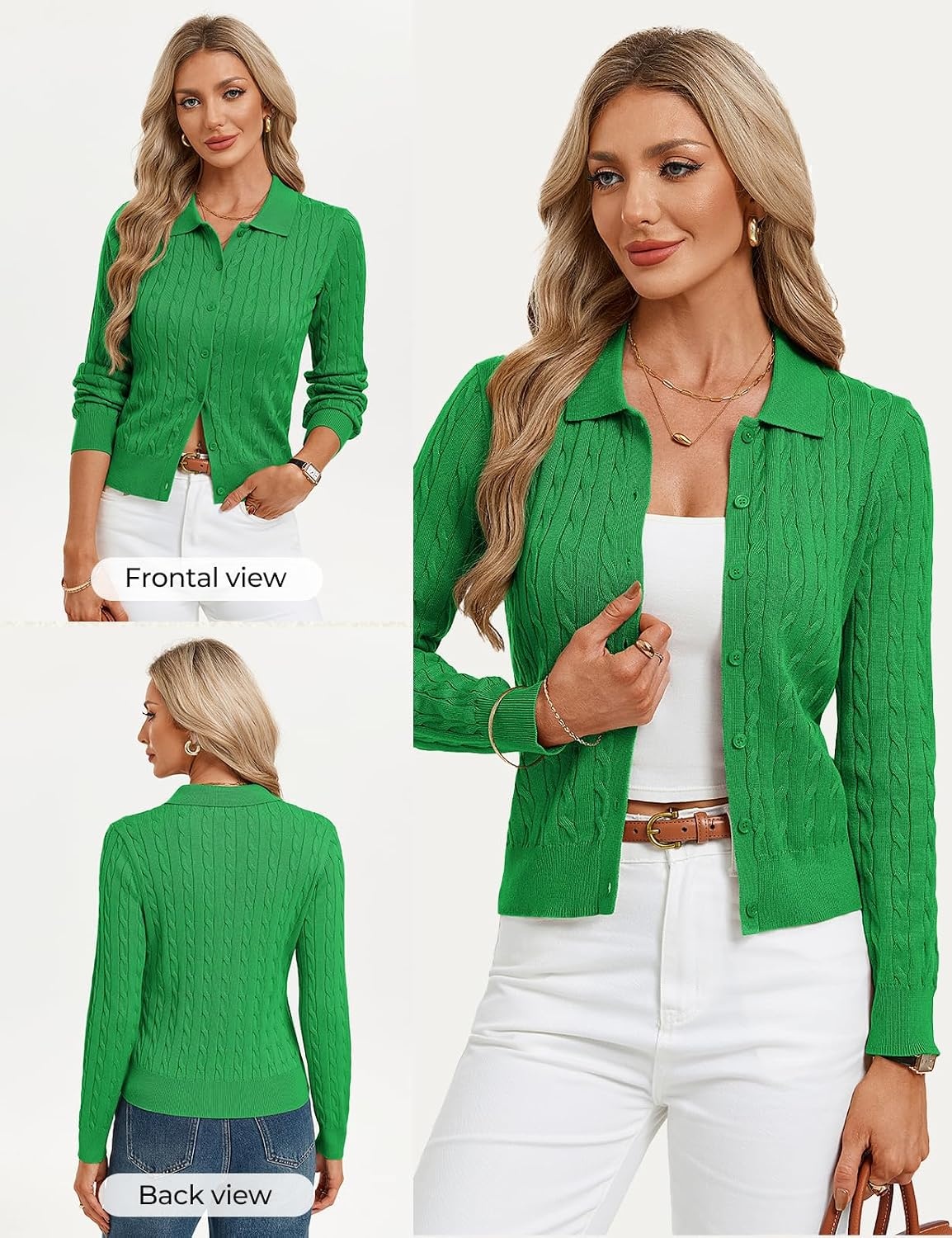 image:imageGRACE KARIN Cardigan for Women Trendy Cable Knit Sweaters 2026 Fall ClothesGreen