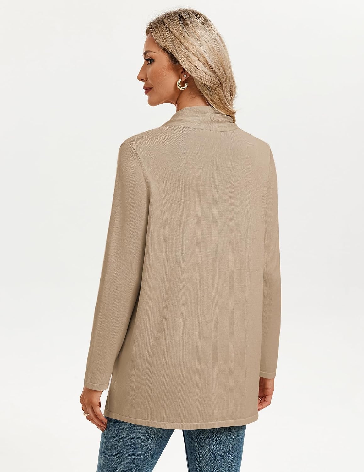 image:imageGRACE KARIN Long Cardigans for Women Lightweight Open Front Draped SweatersCamel