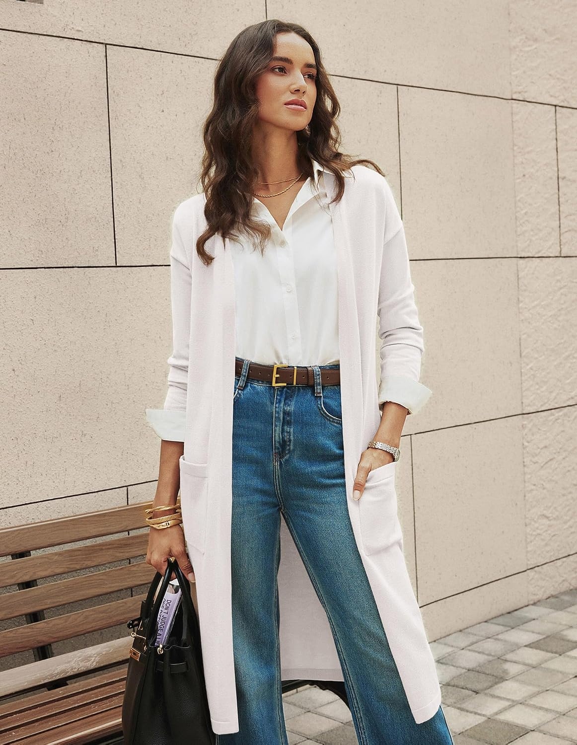 image:imageGRACE KARIN Womens Long Cardigan Sweaters Lightweight Open Front Maxi Cardigans for Women Fall Fashion Outfits 2026White