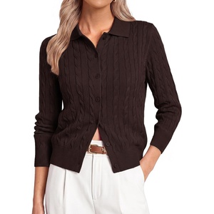 GRACE KARIN Cardigan for Women Trendy Cable Knit Sweaters 2026 Fall Clothes(Chocolate Brown)