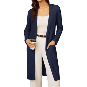 GRACE KARIN Womens Long Cardigan Sweater Open Front Casual Knit Duster Coat Fall Fashion Clothes with Pockets(Navy Blue)
