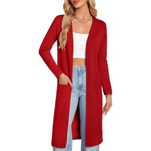 GRACE KARIN Womens Long Cardigan Sweaters Lightweight Open Front Maxi Cardigans for Women Fall Fashion Outfits 2026(Red)