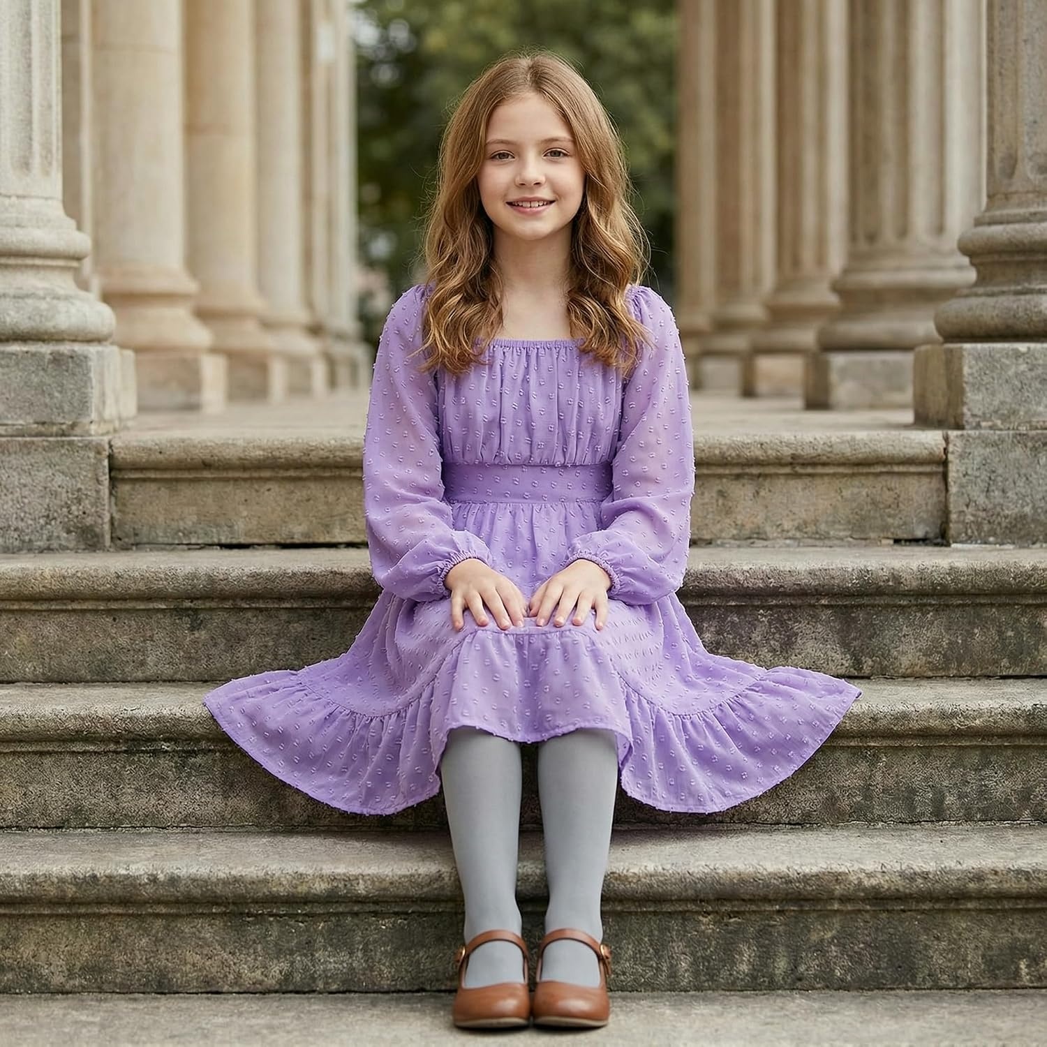 image:imageGRACE KARIN Girls Fall Winter Dress Long Sleeve Casual Party Outfit 614Purple