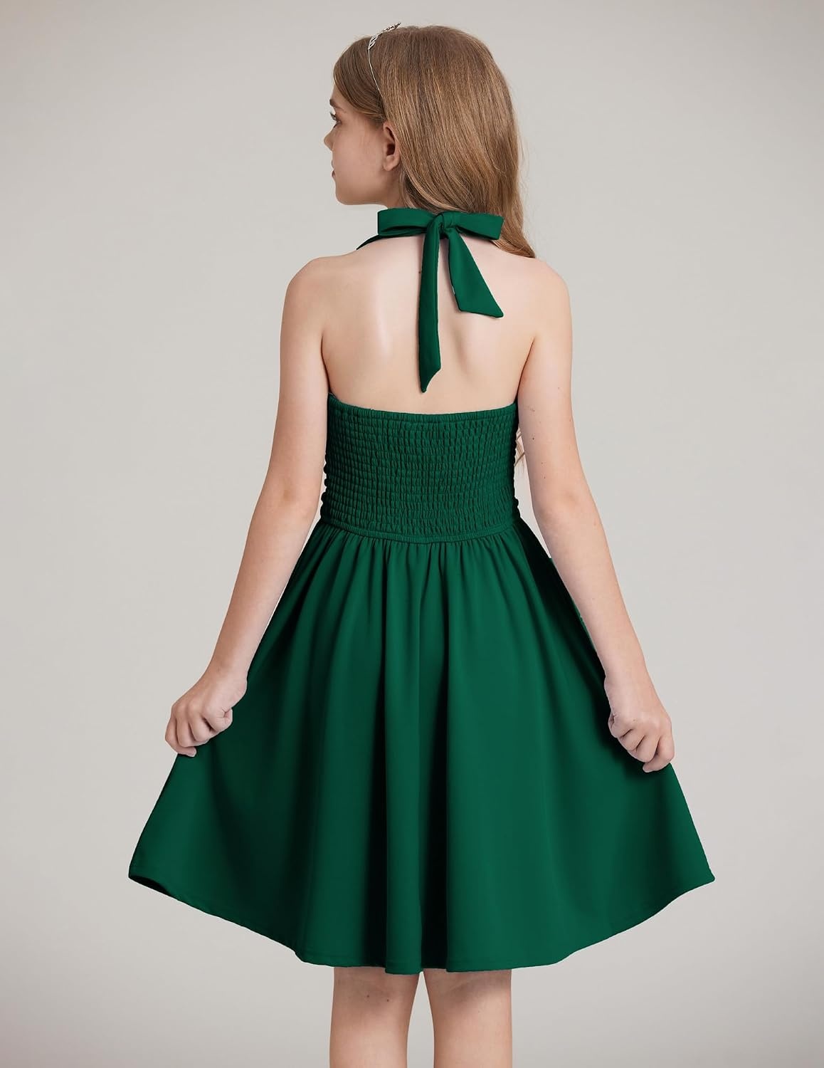 image:imageGRACE KARIN Girls Halter Birthday Party Formal Tie Back Dresses with PocketDark Green