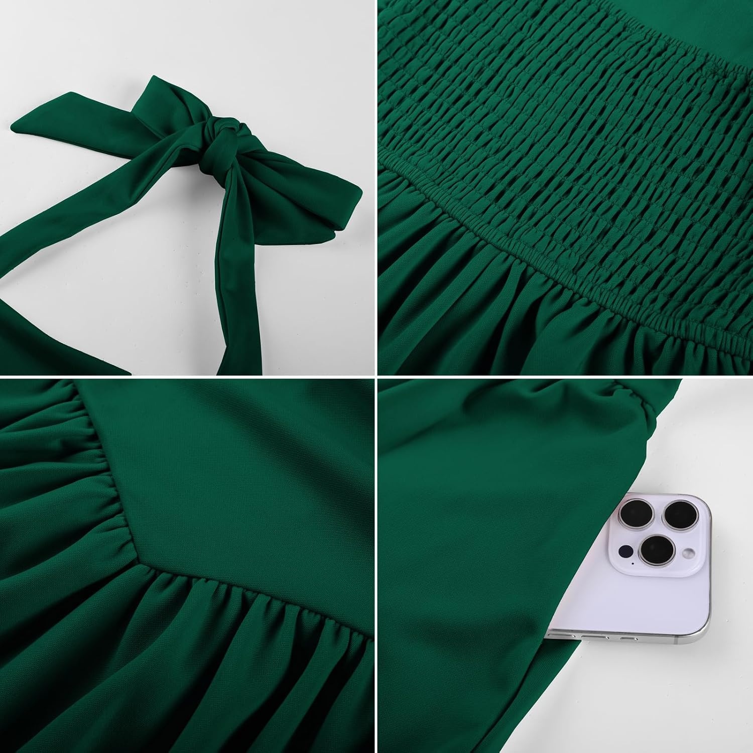 image:imageGRACE KARIN Girls Halter Birthday Party Formal Tie Back Dresses with PocketDark Green