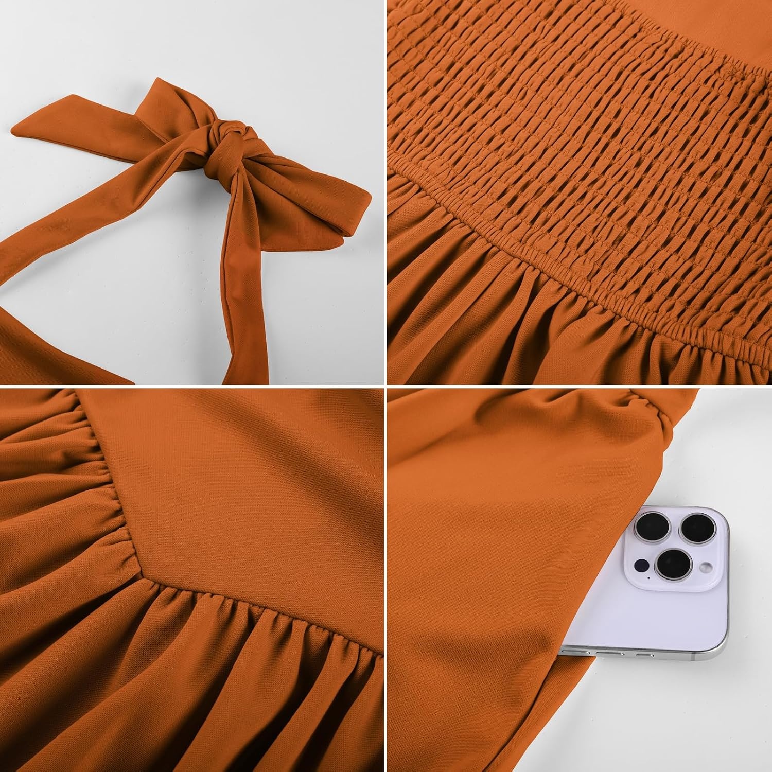 image:imageGRACE KARIN Girls Halter Birthday Party Formal Tie Back Dresses with PocketPumpkin Orange