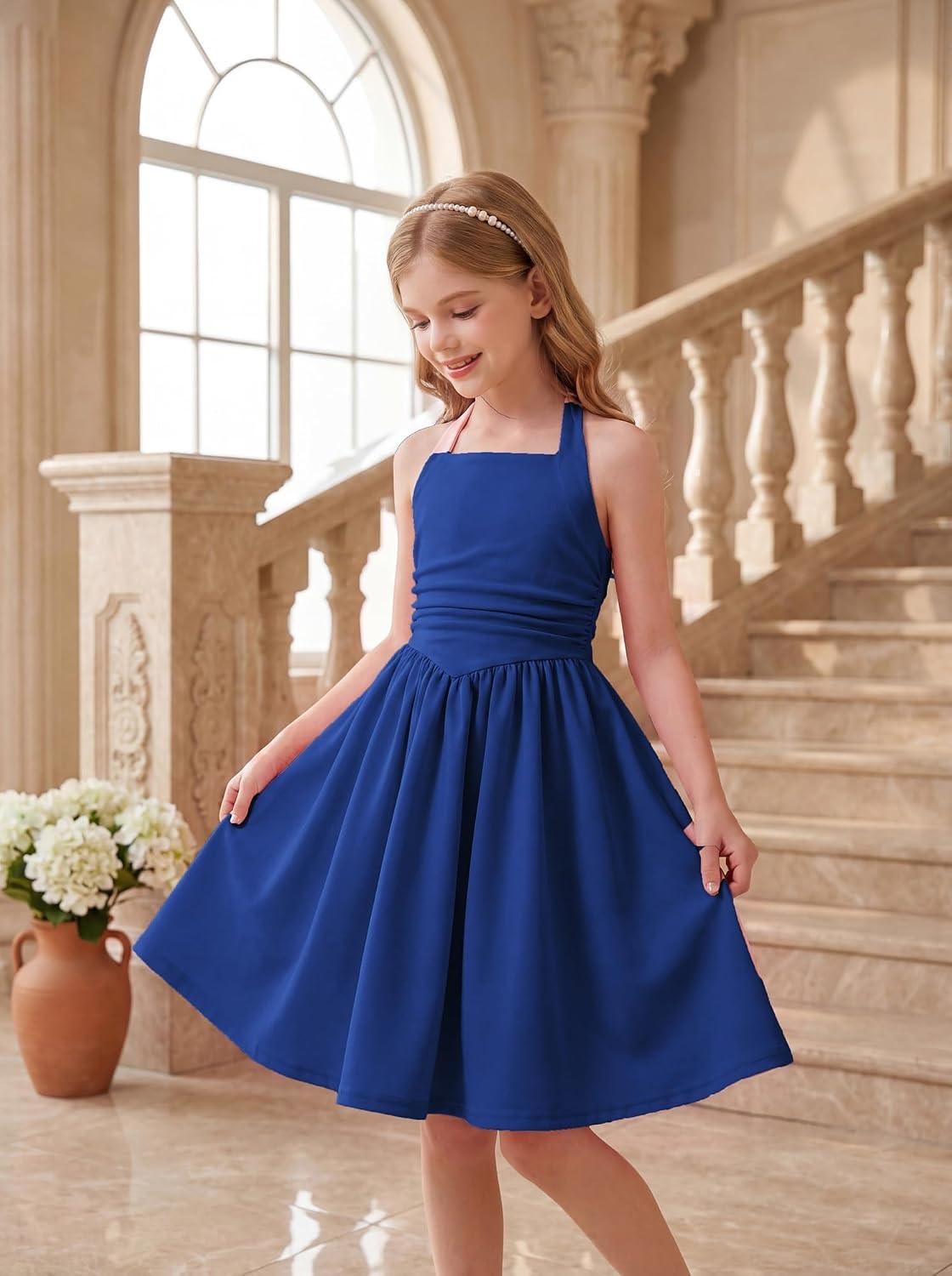 image:imageGRACE KARIN Girls Halter Birthday Party Formal Tie Back Dresses with PocketRoyal Blue