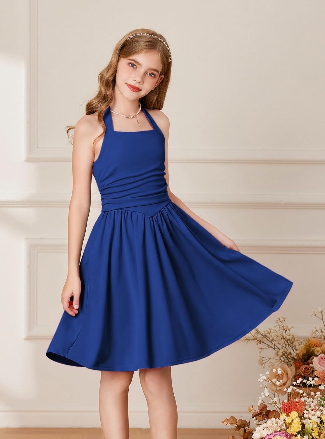 image:imageGRACE KARIN Girls Halter Birthday Party Formal Tie Back Dresses with PocketRoyal Blue