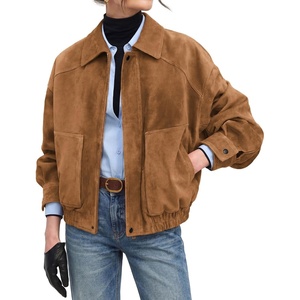 GRACE KARIN Women’s Faux Suede Jacket Fall Long Sleeve Coat(Caramel)